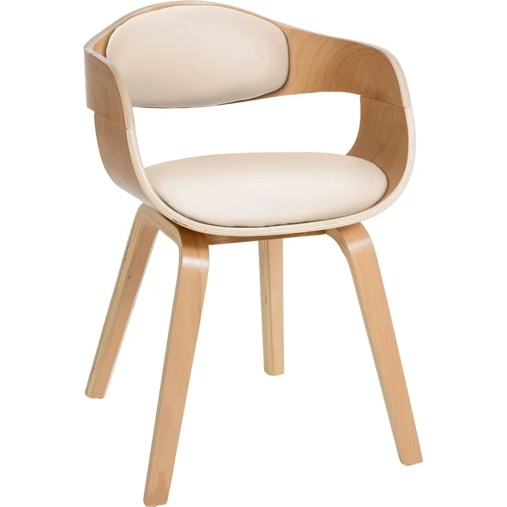 DELUKE® Besucherstuhl LONDON - 73x49x46cm, Natur/Creme Kunstleder Holz Gestell Konferenzstuhl Wartezimmerstuhl – Bild 1