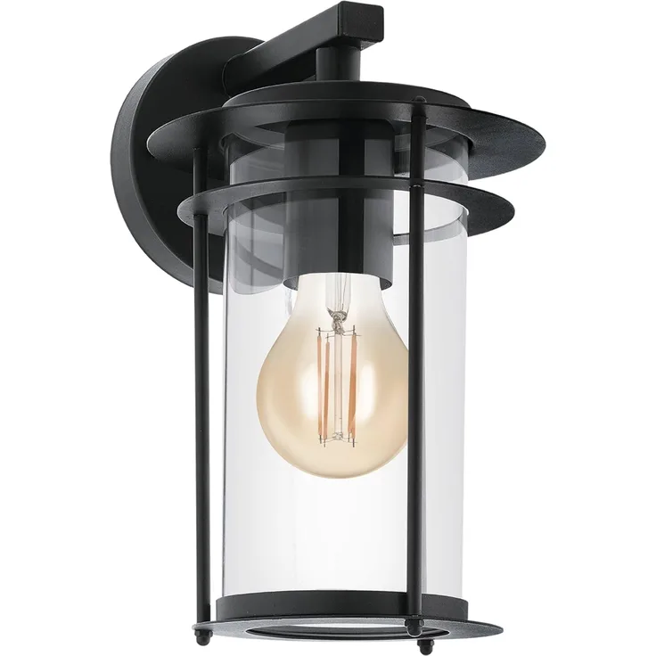 Eglo 96239 Outdoor Wandleuchte VALDEO schwarz klar L:16,5cm H:27,5cm T:20cm IP44