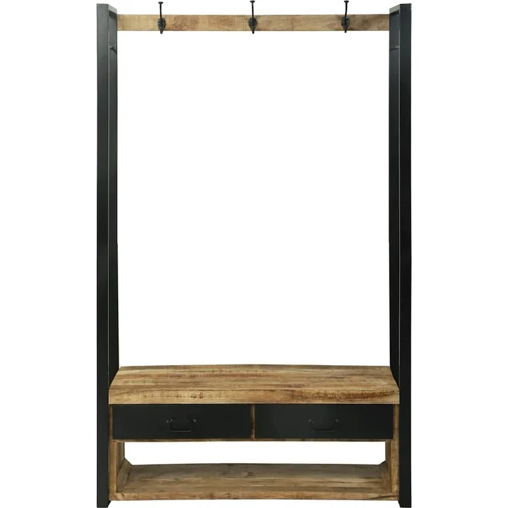 vidaXL Kleiderständer Braun 110 x 40 x 179 cm Massivholz Mango 4015963 – Bild 4