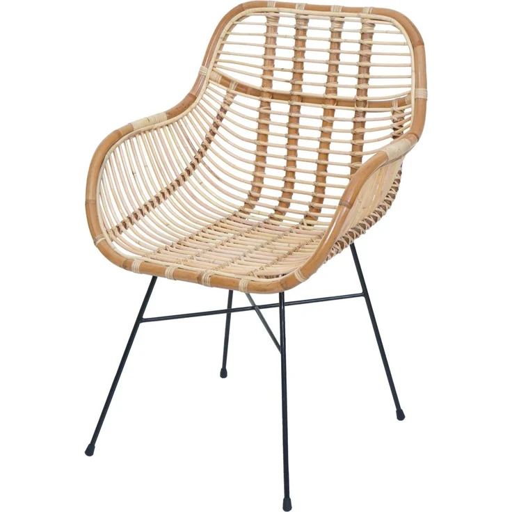 6er-Set Esszimmerstuhl HWC-P17, Küchenstuhl Korbstuhl Rattansessel Rattanstuhl Stuhl, Kubu Rattan Metall ~ Polster creme – Bild 5