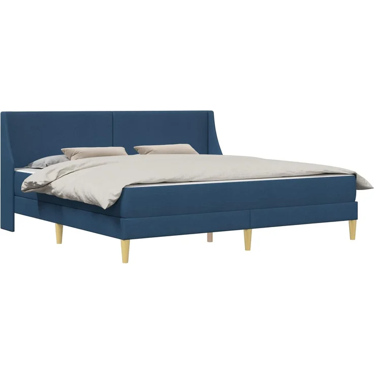 vidaXL Bettgestell mit Matratze Blau 200 x 200 cm Polyester 3414758 – Bild 2