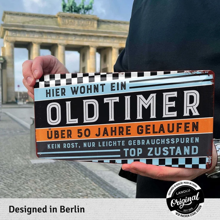 LANOLU Blechschild Oldtimer 50 Jahre - 17x34cm – Metall – Mehrfarbig – 17118 – Bild 2