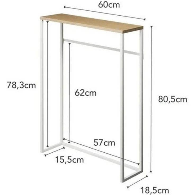 Yamazaki Konsolentisch "Tower" 60cm breit platzsparend, Beistelltisch schmal, Flurtisch, 60x80x18cm, Ablage aus Holz – Bild 4