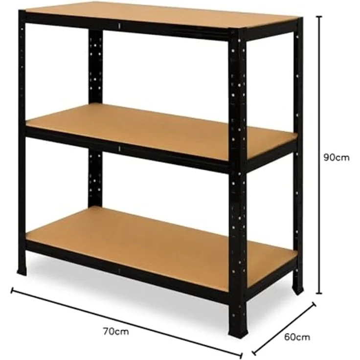 shelfplaza BLACK 90x70x60 cm Schwerlastregal in schwarz mit 3 Böden und 175 kg Traglast pro Boden – Bild 2