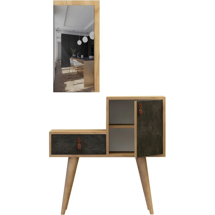 Skye Decor 'Janna' Garderobe, Eiche / Dunkelgrau, 80 x 80 x 40 cm – Bild 3