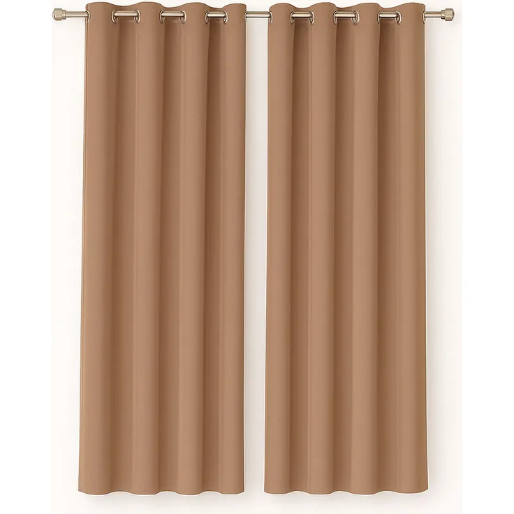 Gardine mit Ösen *** x *** cm ( Breite x Länge ) in ***, blickdichter Vorhang, Ösenvorhang in vielen Variationen 140x225 cm Hellbraun