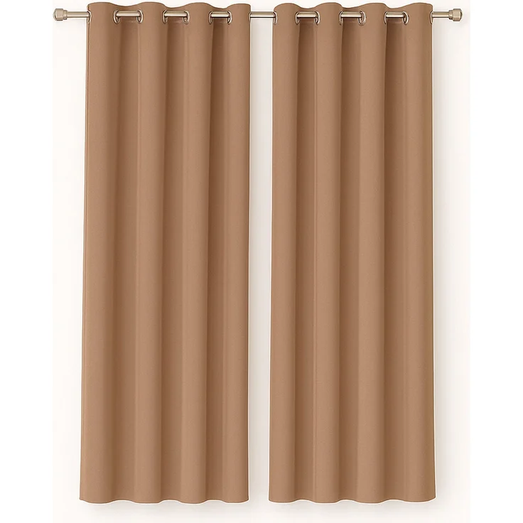 Gardine mit Ösen *** x *** cm ( Breite x Länge ) in ***, blickdichter Vorhang, Ösenvorhang in vielen Variationen 140x225 cm Hellbraun – Bild 1