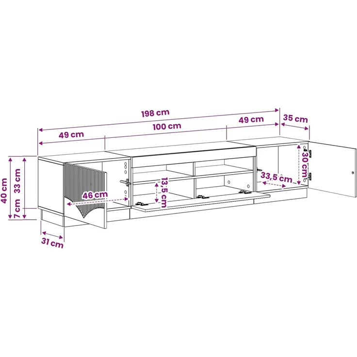 vidaXL LED-TV-Schrank HOORN 3 stk. Sonoma-Eiche Holzwerkstoff 3416839 – Bild 9