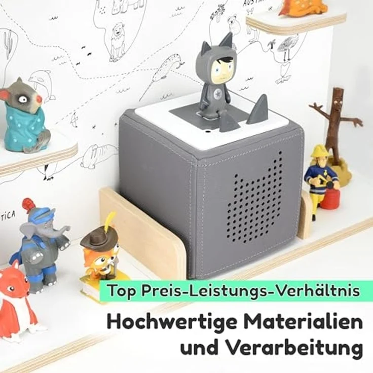 stadtecken Kinder Regal für Musikbox I Geeignet für die Toniebox und ca. 50 Tonies I Perfekte Aufbewahrung für Kinderzimmer I zum Aufstellen oder Aufhängen I Weltkarte, groß – Bild 3