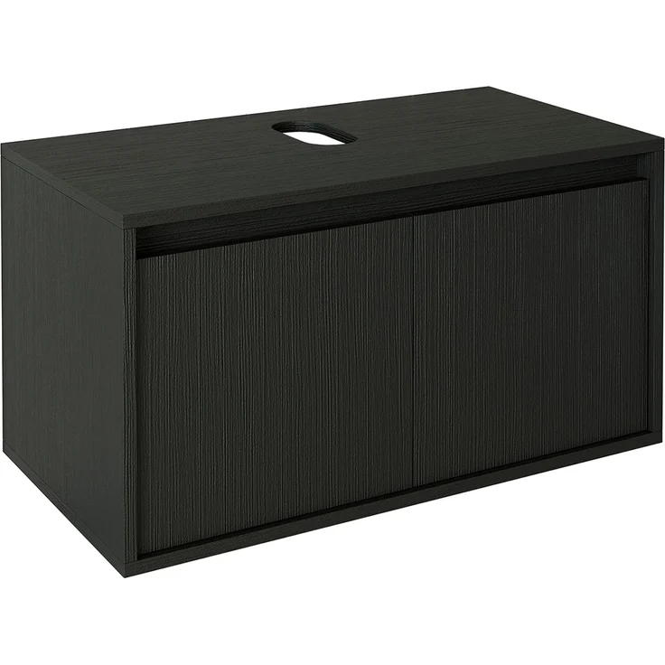 Roomart ATLANTIC-85 Badmöbel - nur Unterschrank - H 45 x B 45 x T 85 cm • Schwarz-Eiche – Bild 6