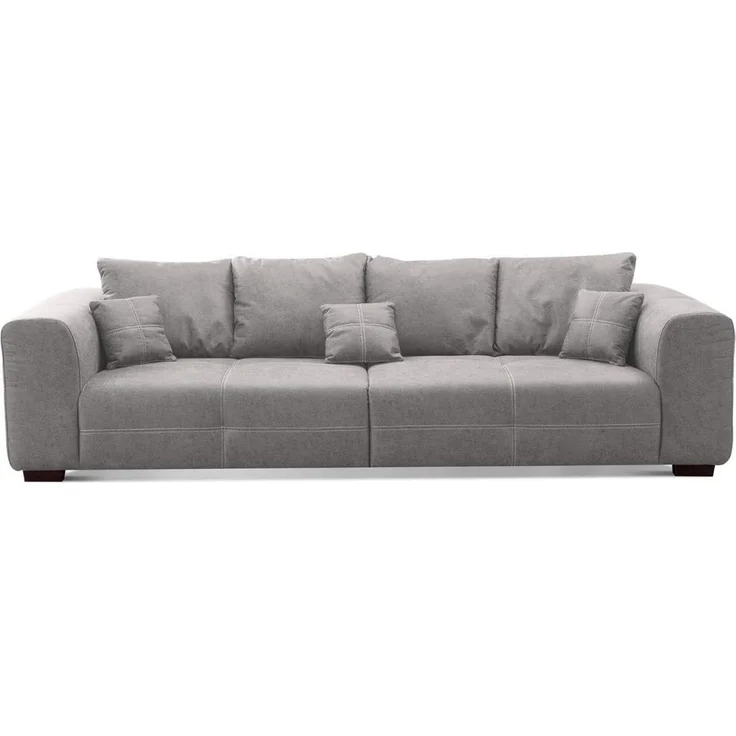 CAVADORE Big Sofa Mavericco inkl. Kissen / XXL-Couch mit tiefen Sitzflächen und modernem Design / 287 x 69 x 108 / Lederoptik grau
