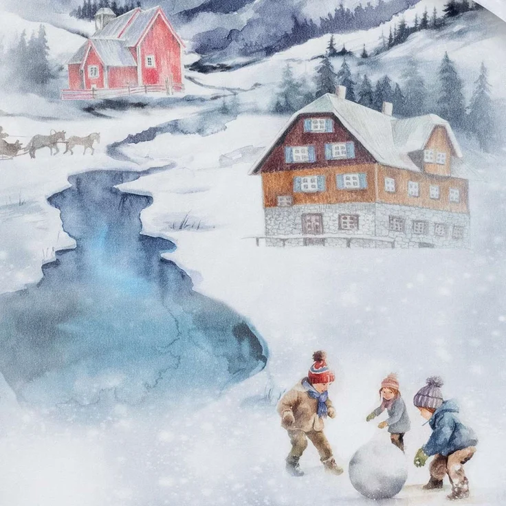 Estella Kuschel Flanell Bettwäsche 135x200 Mountain lake Winterlandschaft 4472-101 – Bild 3