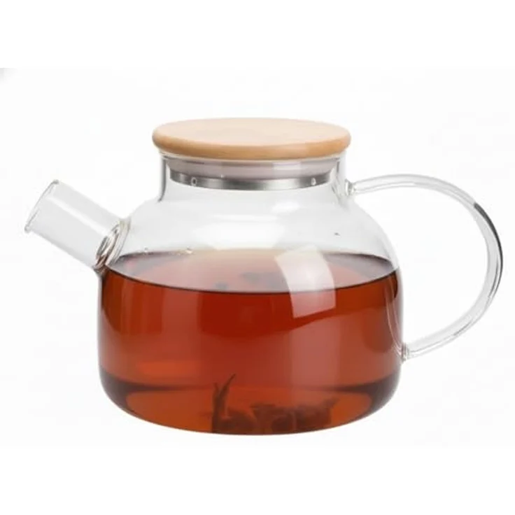 Provance Teekanne Teekanne aus Borosilikatglas mit Filter mit Bambus Deckel 1 Liter, (1-St) – Bild 1