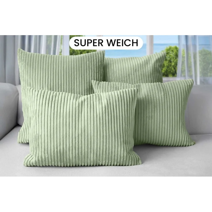 Amilian Dekokissen Sofakissen 4er Set mit Füllung - 2x 45x45 + 2x 35x45 cm, Hotelverschluss, waschbar, formstabil – Bild 2