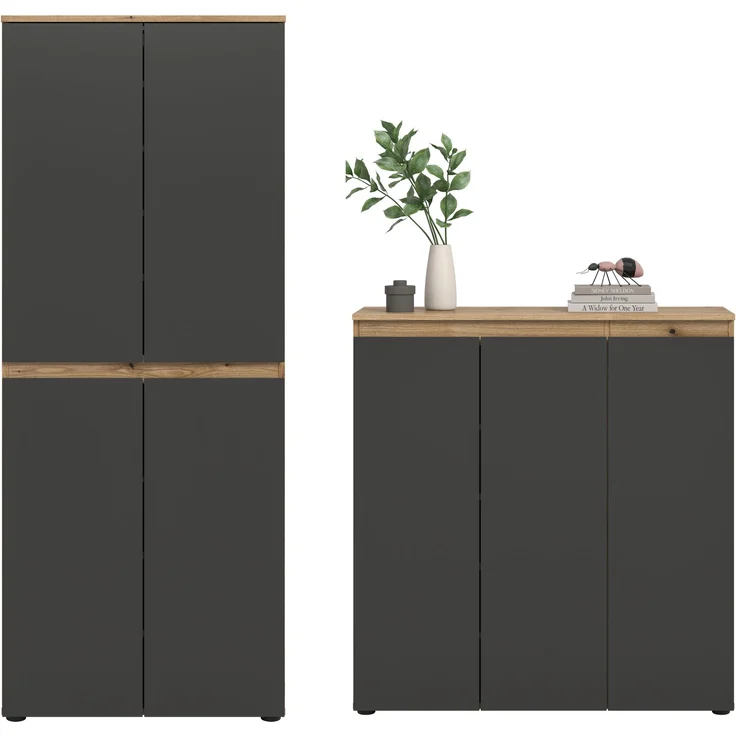 Universalschrank (B/H/T: 190x175x37 cm) in Evoke Oak Nachbildung und anthrazit – Bild 2