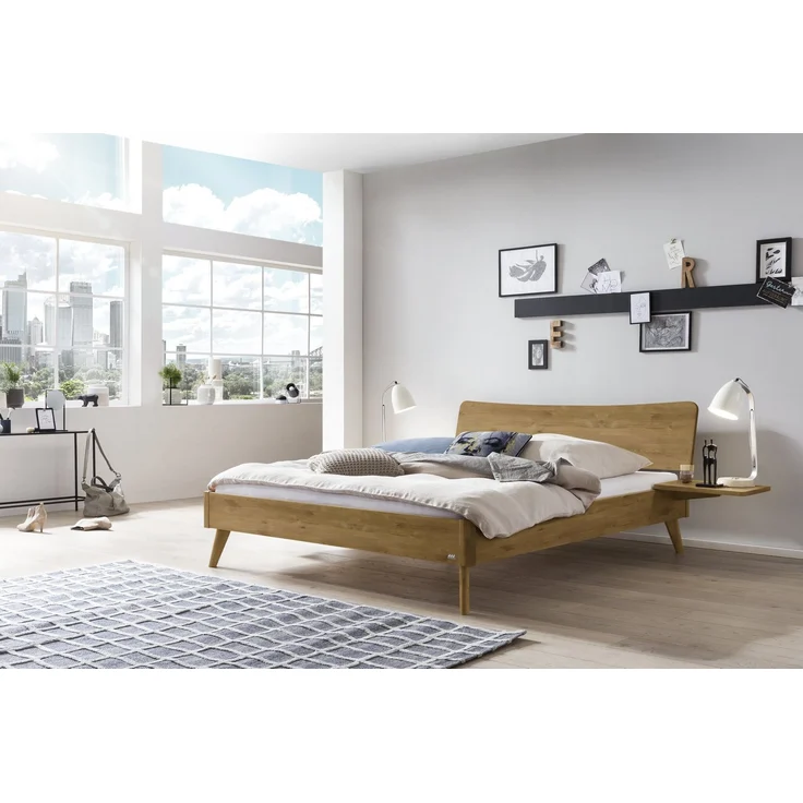 Hasena Massivholzbett Caluso Wildeiche natur geölt 200x220 cm, Komforthöhe 25 cm – Lounge – Bild 2