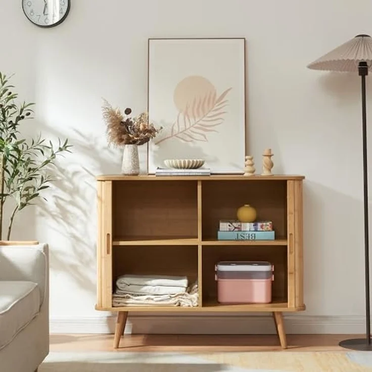 Beistellschrank Nordkapp 100 x 40 x 80 cm Bambus [en. casa] – Bild 4