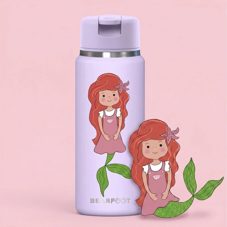 BEARFOOT Trinkflasche TINY Thermo Kinder Trinkflasche Edelstahl - Meerjungfrau, Thermosflasche, auslaufsicher, Edelstahl, Kinderflasche, BPA-frei – Bild 2