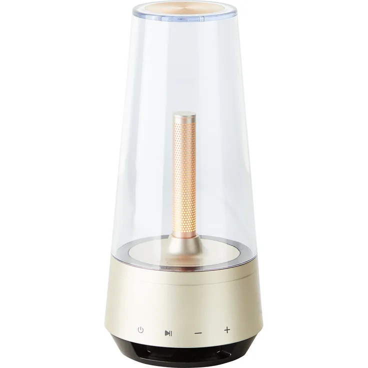 Brilliant Lampe Kinnie LED Tischleuchte Lautsprecher grau/transparent Metall/Holz grau 1,2 W LED integriert