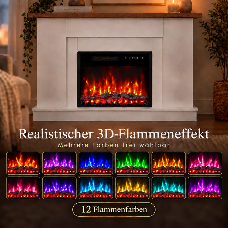 HOMAVO Elektrokamin mit Schrank, 23", 1000/2000W Heizung, 3D-Flammeneffekt , Schrankgröße: 139.5 × 37.5 × 21 cm, wahlweise mit Weihnachtsbaum – Bild 3