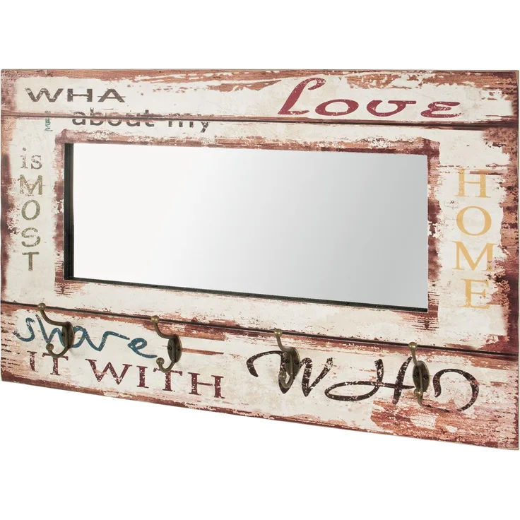 HAKU Möbel Wandgarderobe, MDF, Motiv-vintage, B 80 x T 10 x H 52 cm