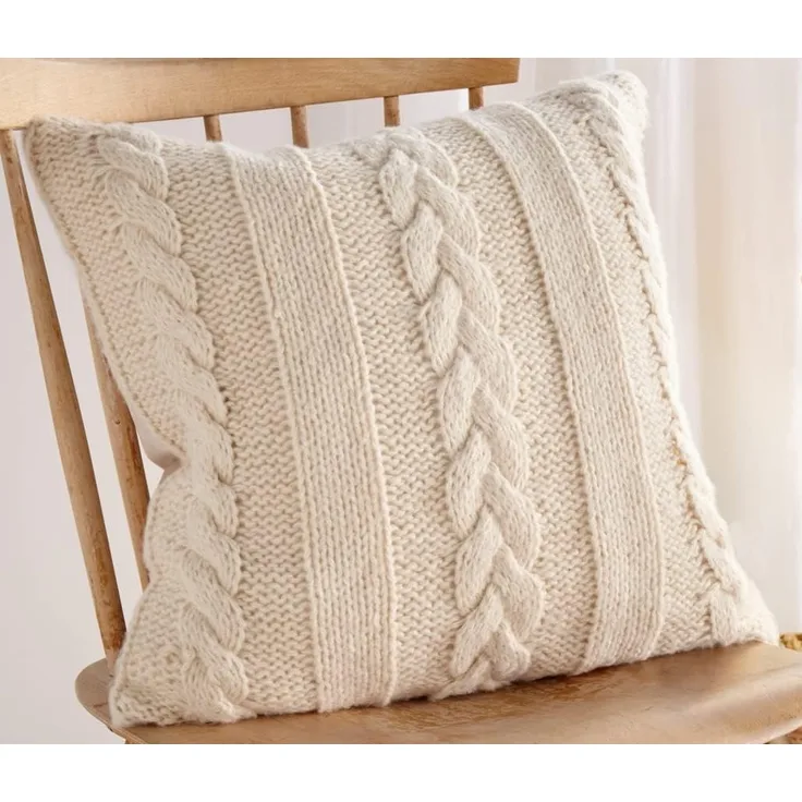 Dekoleidenschaft Kissenhülle "Strick" mit Zopfmuster, beige, 45x45 cm, Kissenbezug extra weich, (1 Stück), Zierkissenhülle, Couchkissen Bezug, Sofakissen Kuschelkissen Hülle