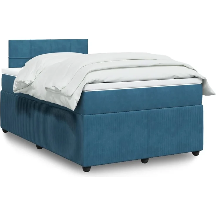 vidaXL Boxspringbett mit Matratze Blau 120x200 cm Samt 3287714 – Bild 1