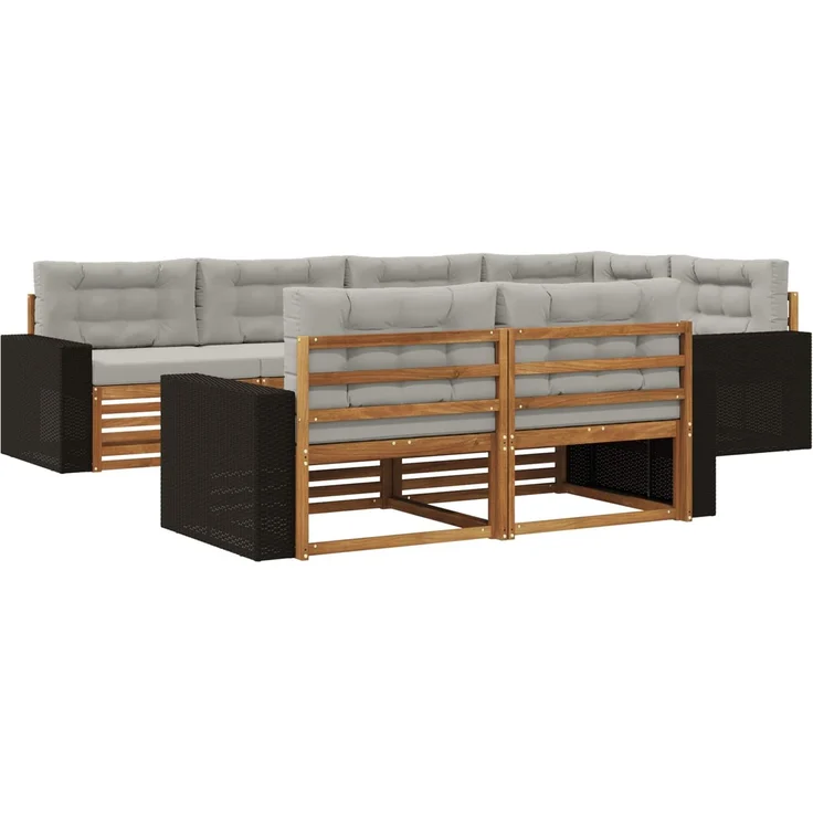 vidaXL Outdoor-Sofagarnitur 7 stk. 7-Sitzer Natur und Hellgrau 3383484 – Bild 2