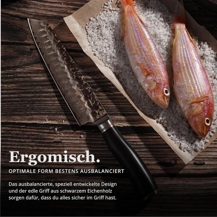 Wakoli Asiamesser EBO Damastmesser Kiritsuke Küchenmesser Kochmesser 20 cm Klinge, aus 67 Lagen Damaststahl, VG10 Kern – Bild 4