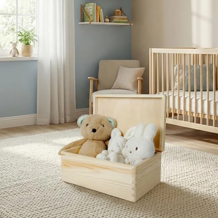 Creative Deco Holzkiste Holzkiste mit Deckel Erinnerungsbox Baby Groß Unlackiert, Unlackiert – Bild 9