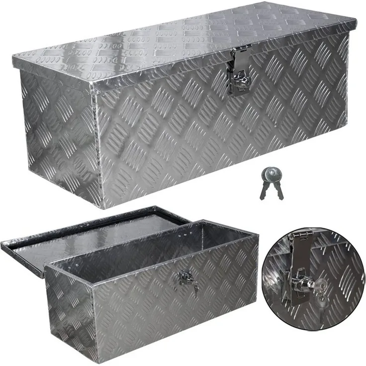 Trucky Anhänger-Deichselbox Truckbox Box Werkzeugkiste Anhängerbox Deichselbox 15 Größen Alumium