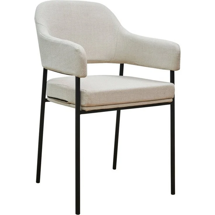 SVITA Esszimmerstuhl SCARLETT (2er Set), Armlehnstuhl, Polsterstuhl, Metallbeine, Stoff, Weiß – Bild 3