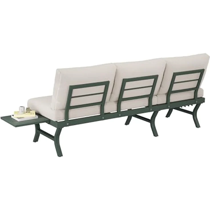 Ball & Cast Gartenlounge Set, Outdoor Sofa 3-Sitzer mit Verstellbarer Kippfunktion, für Garten, Terrasse & Balkon, Grün – Bild 10