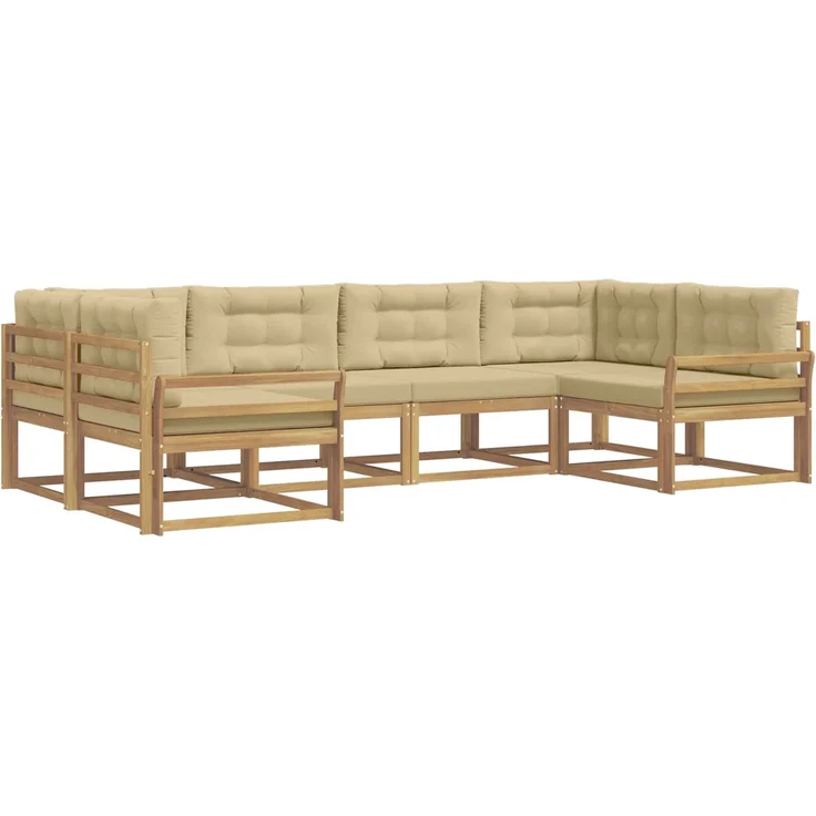 vidaXL Outdoor-Sofagarnitur 6 stk. 6-Sitzer Weiß und Beige 3386937 – Bild 2