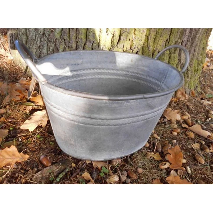 Deko-Impression Pflanzkübel Zinkwanne Pflanztopf Zinkbottich Blumentopf 33 x 25 cm Grau (1 St) – Bild 1