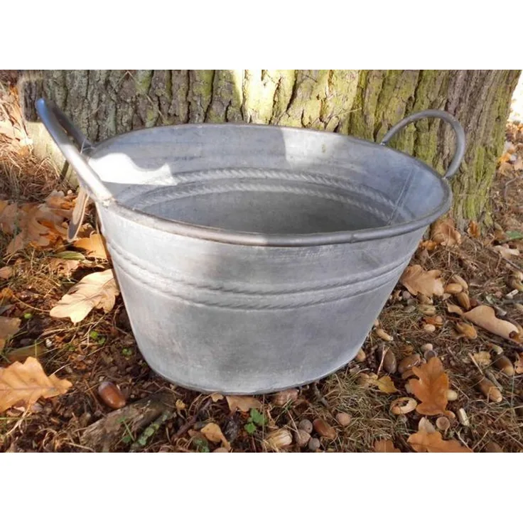 Deko-Impression Pflanzkübel Zinkwanne Pflanztopf Zinkbottich Blumentopf 33 x 25 cm Grau (1 St)