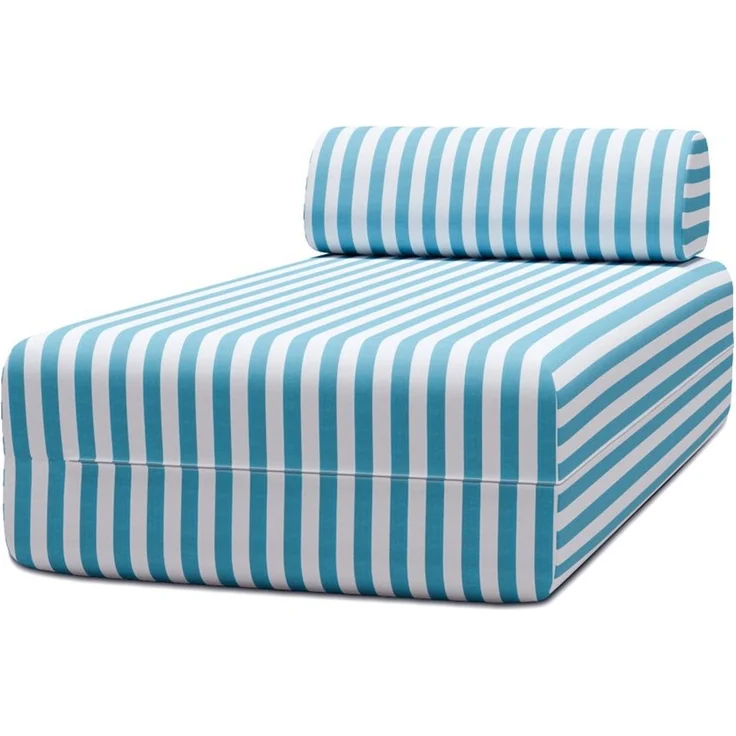 Gestreifte Outdoor-Chaiselongue, weiß und blau – Bild 1
