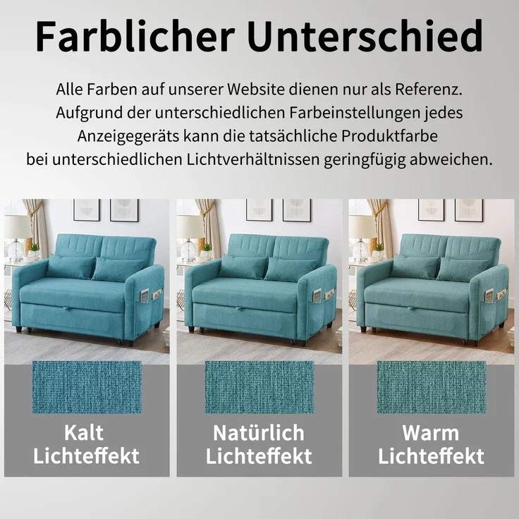 ZUBALIYA Sofa 166x95 cm, mit Ausziehbett, mit breiten Armlehnen, mit Schaumstoffpolsterung, ohne aufwendige Montage, Natur – Bild 9
