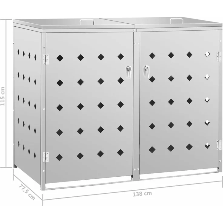 vidaXL Mülltonnenbox für 2 Tonnen 240 L Edelstahl 145380 – Bild 8