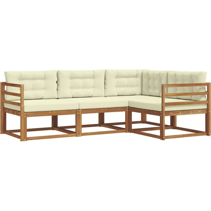 vidaXL Outdoor-Sofagarnitur 4 stk. 4-Sitzer Natur und Creme 3367493 – Bild 2
