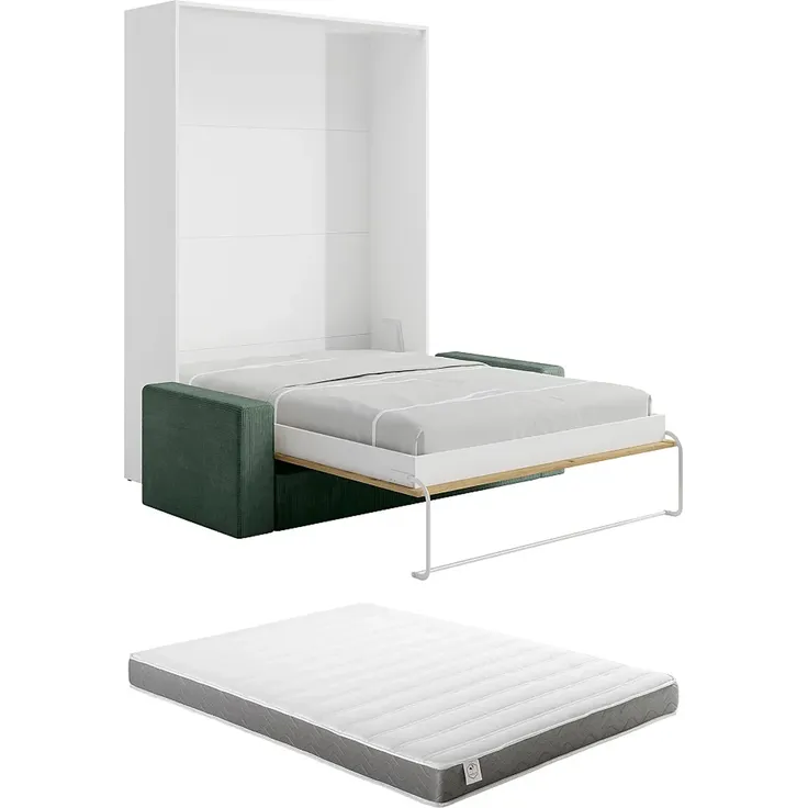 Vente-unique - BEGANIO Bett Holz, Platte BeigeWeiß - B 123 cm239,2 cm x H 225 cm x L 200 cm – Bild 7