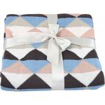 Wohndecke Kuscheldecke Strickdecke Plaid 130x160 cm Blau/Pink