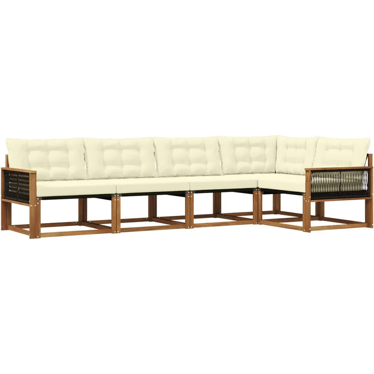 vidaXL Outdoor-Sofagarnitur 5 stk. 5-Sitzer Natur und Creme 3381422 – Bild 2