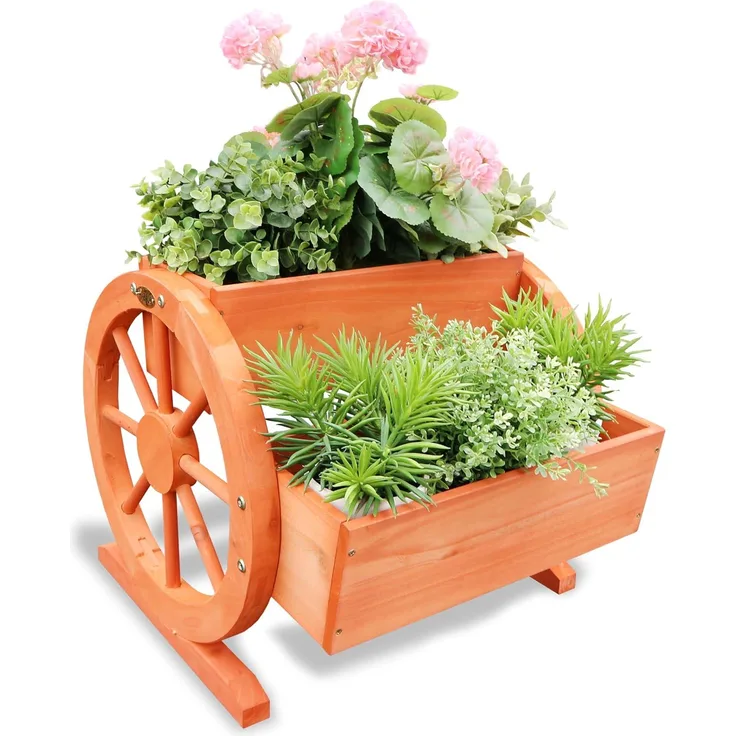 Habau 691 Blumenkasten mit Wagenrad, 44 x 42 x 40 cm