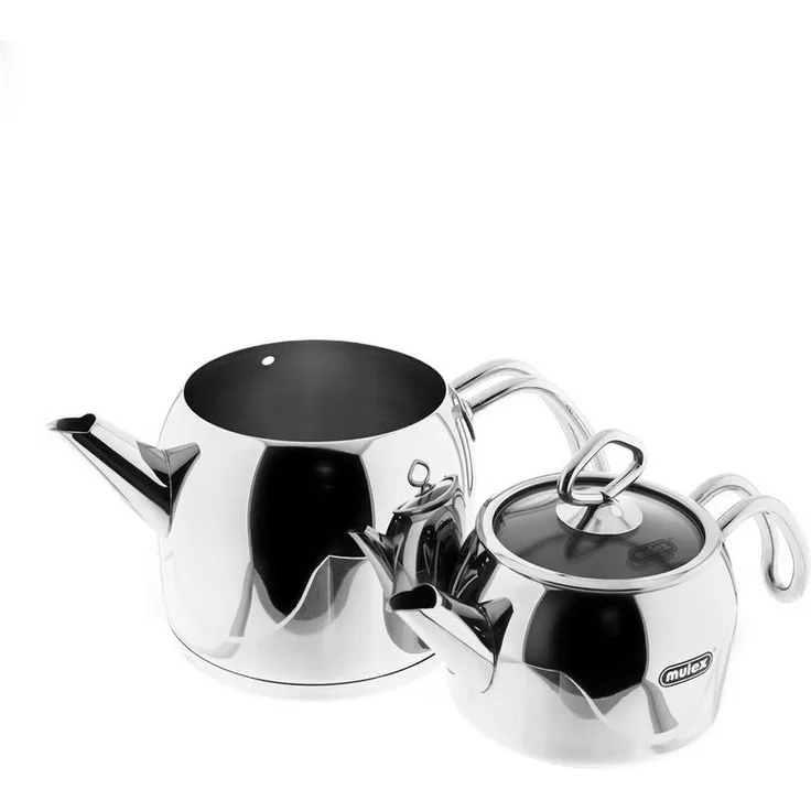 Mulex Caydanlik-Teekanne Set, Edelstahl 18/10, 0,7L + 1,5L, für alle Herdarten, spülmaschinenfest