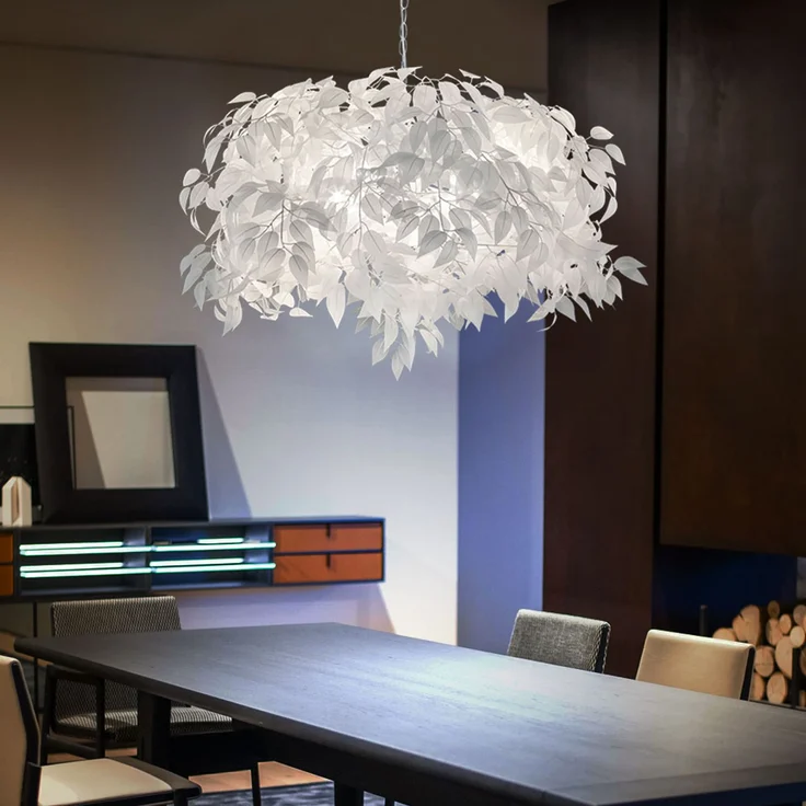 RGB LED Hängeleuchte, Blätter Design, weiß, 70 cm – Bild 6