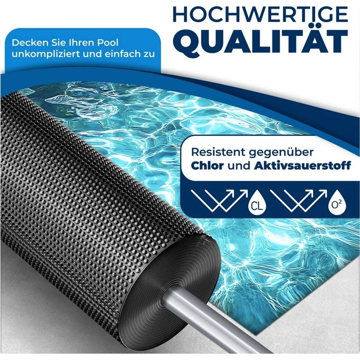 KESSER® Pool Solarfolie 400 µm | Solarplane Poolabdeckung | Solarabdeckplane flexibel zuschneidbar | Poolplane für Wassererwärmung | Solarabdeckung mit Schere, Lochzange & 12 Ösen Schwarz, 260 x 160cm – Bild 2