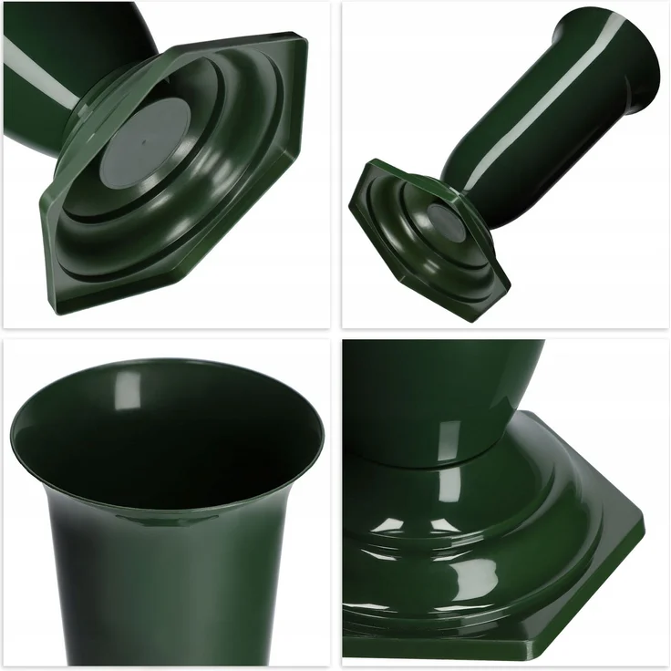 KADAX Vase, Fläschchen, Blumen, Grabstein, Friedhof, Grabstein, Einsatzsockel, Grün, 37 cm – Bild 5