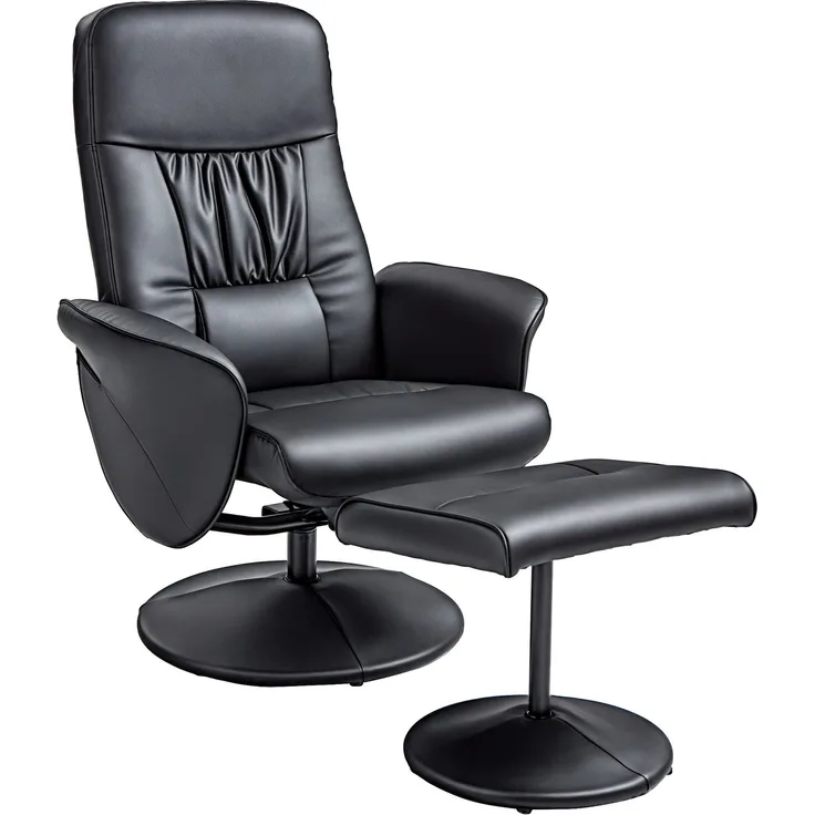 MELAYR, 2-teiliges Sessel-Set Sessel mit Fußhocker Relaxsessel mit Fußhocker, 81 x 76 x 101 cm, Schwarz