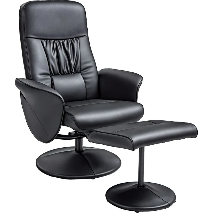 MELAYR, 2-teiliges Sessel-Set Sessel mit Fußhocker Relaxsessel mit Fußhocker, 81 x 76 x 101 cm, Schwarz – Bild 1